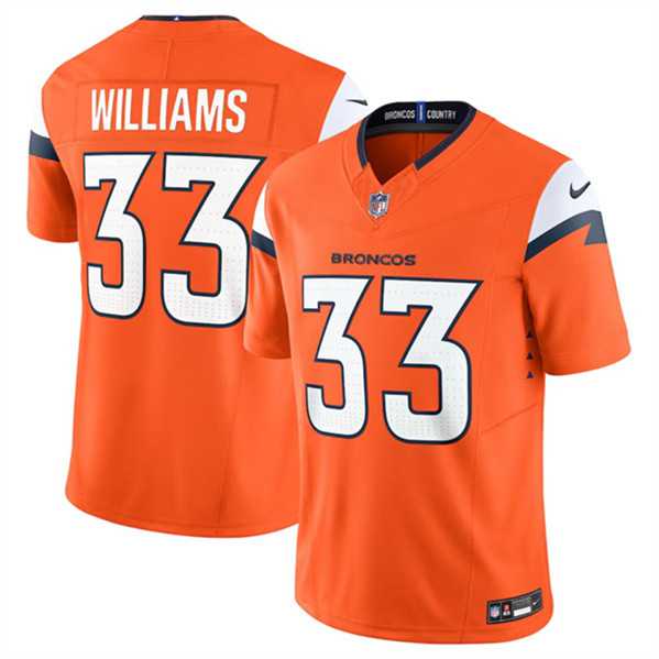 Mens Denver Broncos #33 Javonte Williams Orange 2024 F.U.S.E. Alternate Vapor Limited Football Stitched Jersey Dzhi->denver broncos->NFL Jersey